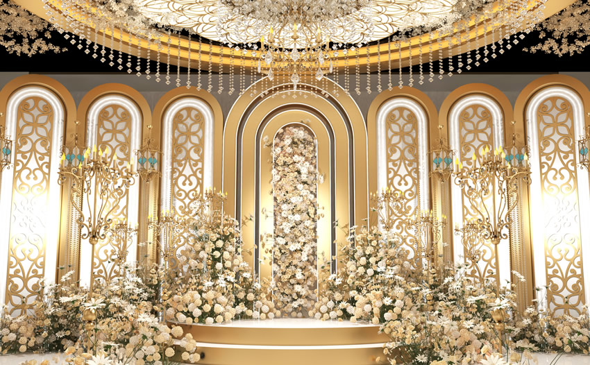 单县香槟色调婚礼堂效果展示